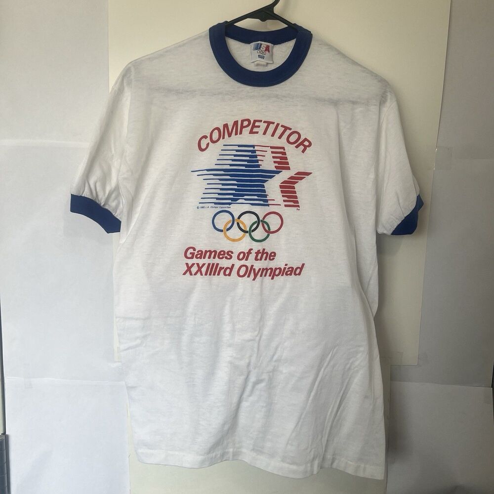 Levi Mens Large XXIII 1984 Los Angeles Olympic Olympiad White Vintage Shirt